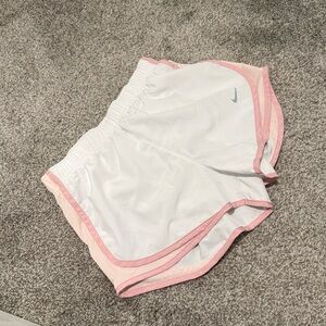 Nike Women's White and Pink Athletic Shorts